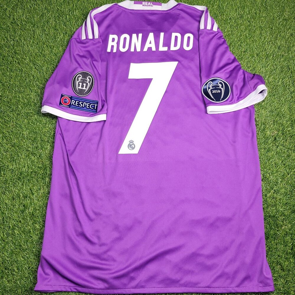 Cristiano Ronaldo Real Madrid 2016 2017 UEFA FINAL Away Soccer Jersey Shirt L